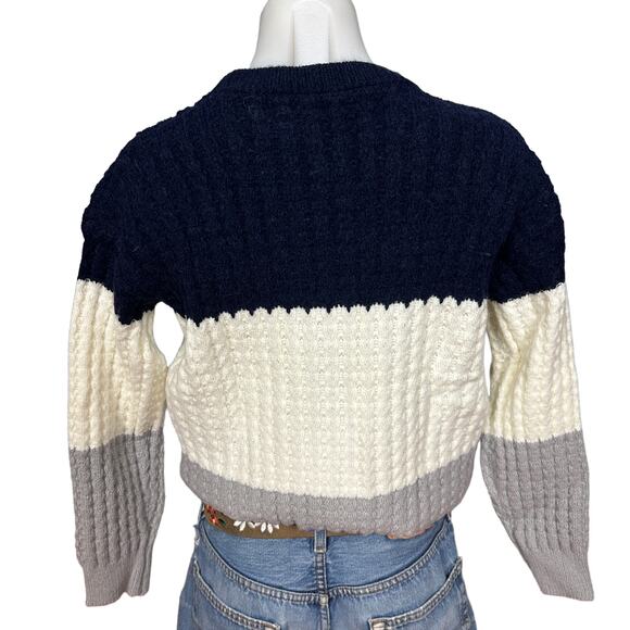 Navy & Gray Colorblock Crewneck Sweater MEDIUM Oversize Soft Boyfriend Zulily - Picture 5 of 8